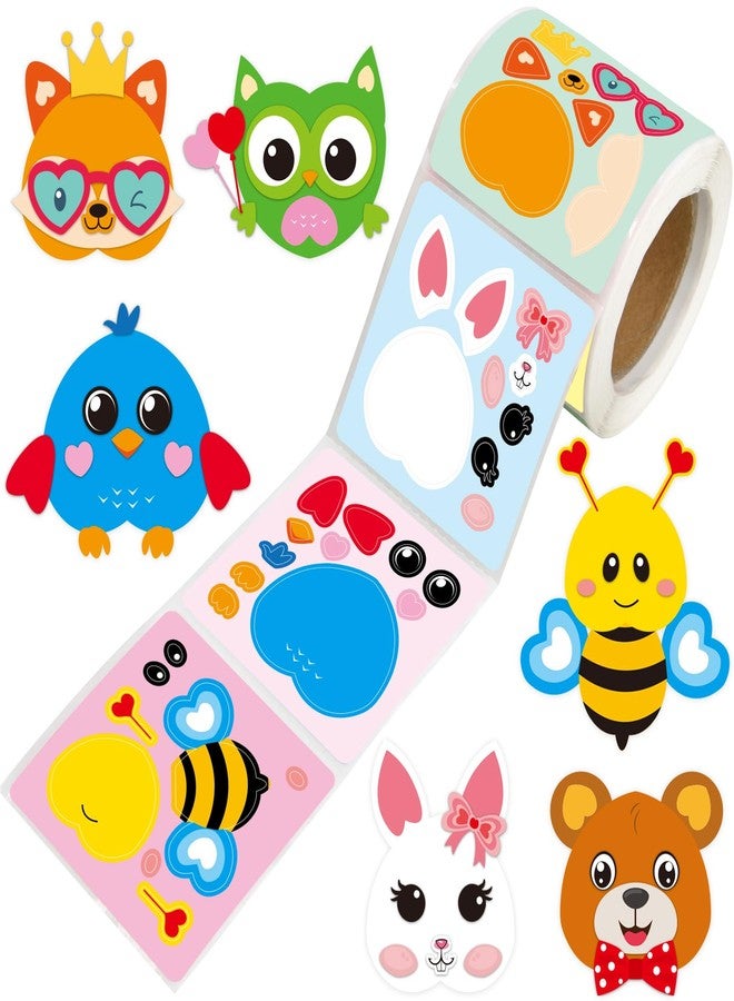 Ceiba Tree Valentine’s Day Stickers for Kids Make Your Own Animal Sticker Heart Rolled Scene Stickers 200Pcs for Classroom Home School Party - Image 1